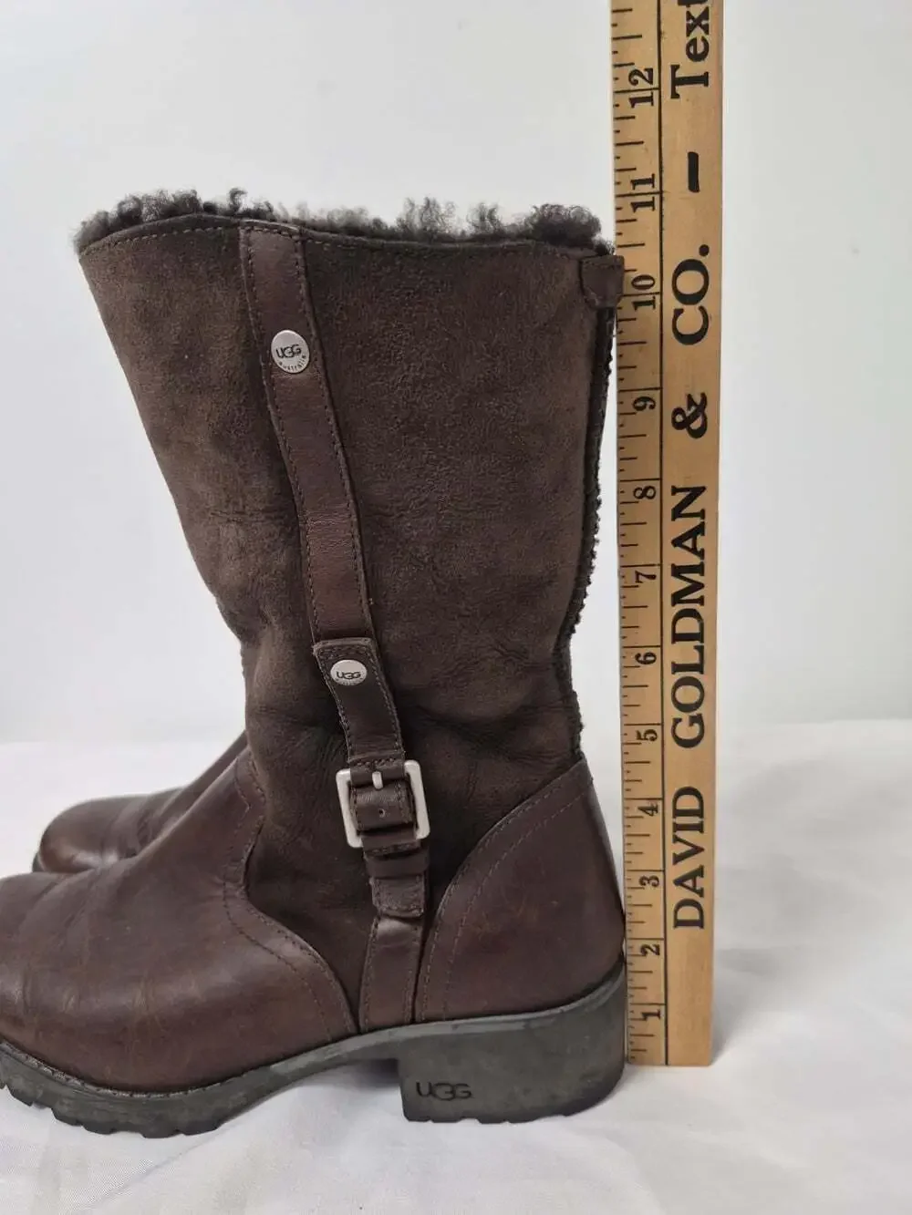 UGG Australia Bellevue 1914 Shearling Leather Fold Down Boots Brown sz 8